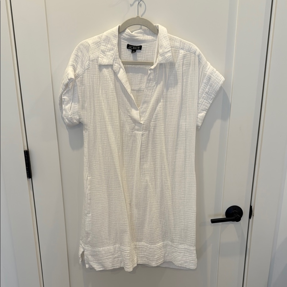 J. Crew Women’s White Short Sleeved Gauze Popover Dress - Medium